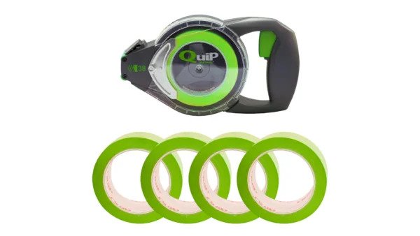 QuiP38 tape dispenser met groene afplaktape
